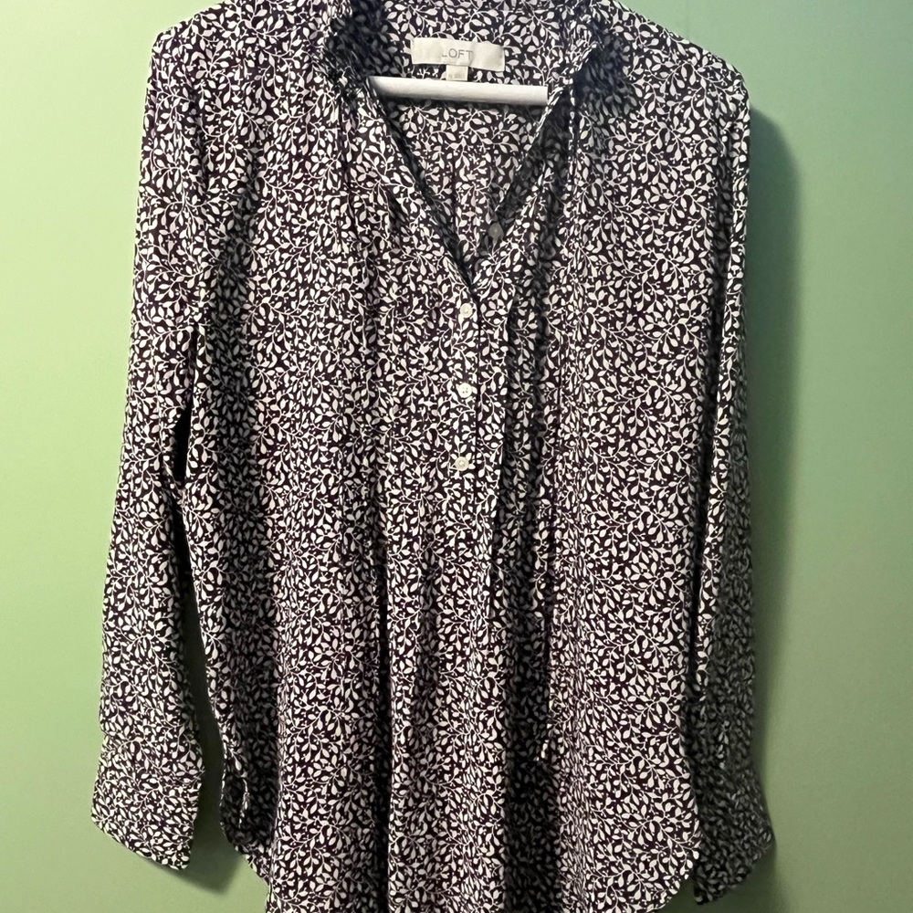 LOFT Monochrome Patterned Blouse